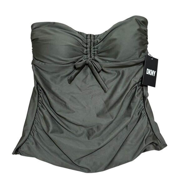 DKNY Womens Size S Moss Green Bandeau‎ Tankini Swimsuit Top NWT - Picture 1 of 7